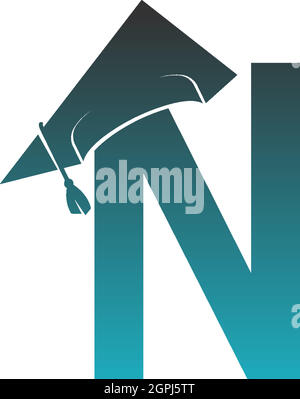 Letter N logo icon with graduation hat design vector Stock Vector