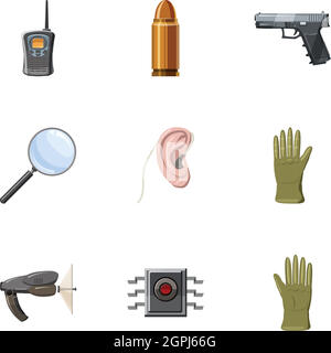 Scout icons set, cartoon style Stock Vector