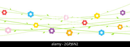 flowers on strings background for spring Stock Vector