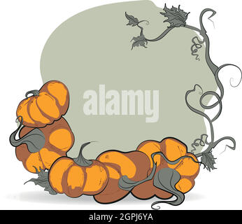 Leaves and pumpkins hand drawn sketch.  Stock Vector