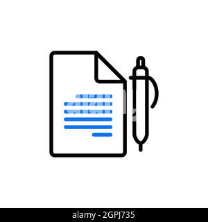 Contract Document With Pencil outline icon Stock Vector