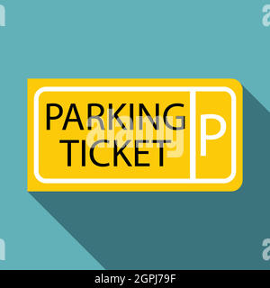 Parking ticket icon, flat style Stock Vector