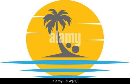 Palm beach, vitamin logo concept Stock Vector