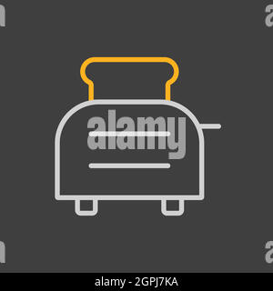 Toaster with toasts vector icon. Kitchen appliance Stock Vector