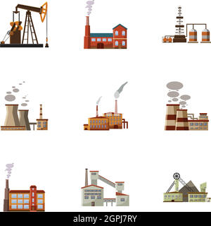 Production icons set, cartoon style Stock Vector