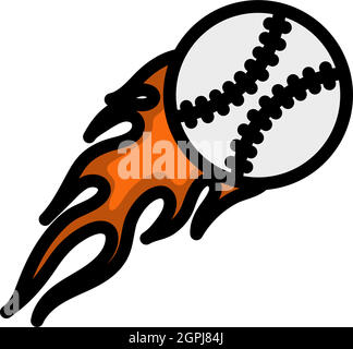 Baseball Fire Ball Icon Stock Vector
