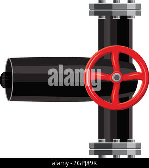 Pipe with valves icon, cartoon style Stock Vector