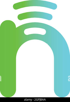 Letter n, Wireless connecting logo Stock Vector