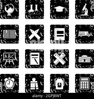 School graduation icons set, grunge style Stock Vector Image & Art - Alamy