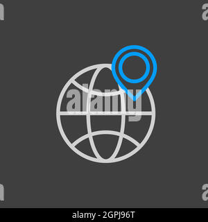 Earth planet and location marker on it icon Stock Vector