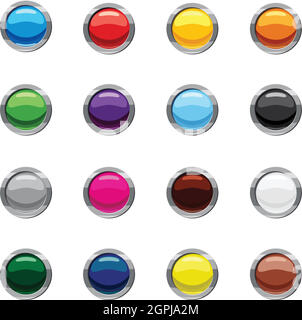 Blank round web buttons icons set, cartoon style Stock Vector