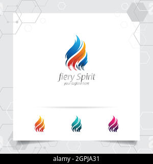 Fire logo design vector with concept of fire blazing . Oil gas logo for mining industry and fuel processing. Stock Vector