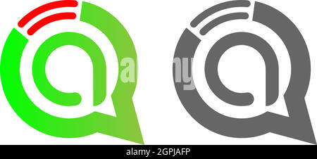 Letter A Wireless Internet in the chat bubble logo Stock Vector