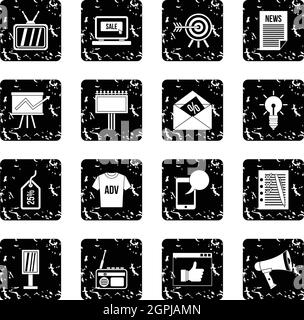 Advertisement set icons, grunge style Stock Vector