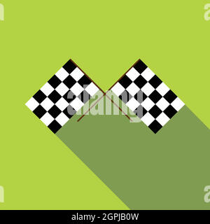Racing flag icon, flat style Stock Vector