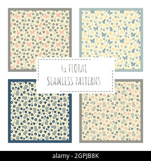 Spring floral seamless pattern set Stock Vector
