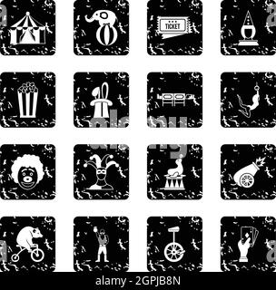 Circus entertainment icons set, simple style Stock Vector