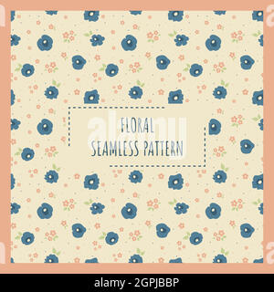 Blue flowers vector seamless pattern Stock Vector