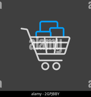 Shopping cart with boxes icon Stock Vector