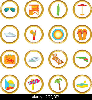 Miami vector set, cartoon style Stock Vector