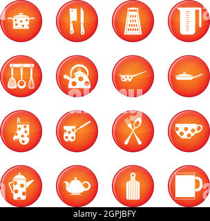 Kitchen tools icons vector set Stock Vector