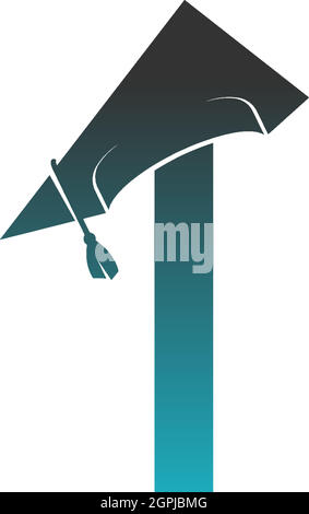 Letter I logo icon with graduation hat design vector Stock Vector