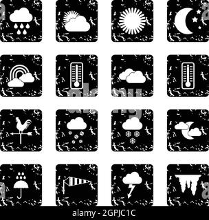 Weather set icons, grunge style Stock Vector