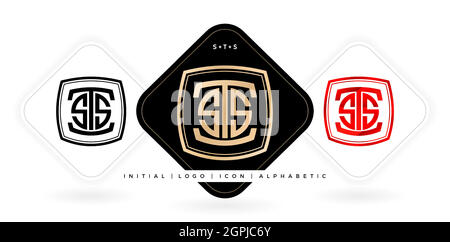STS logo Concept Alphabetic model, STS Monogram initial letter and graphic name for logo company, industries, agency, corporate with three colors variation designs with isolated white backgrounds Stock Vector