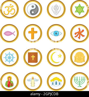 Religion vector set, cartoon style Stock Vector