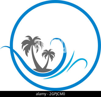 tree palm wave logo icon Stock Vector