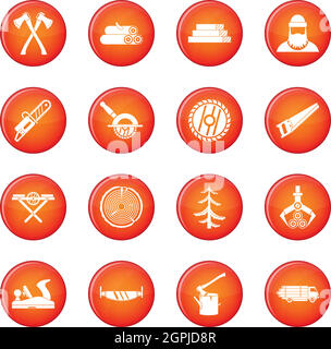 Sawmill icons vector set Stock Vector