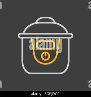 Slow cooking crock pot vector icon Stock Vector