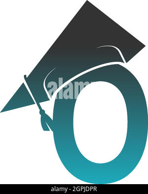 Letter O logo icon with graduation hat design vector Stock Vector
