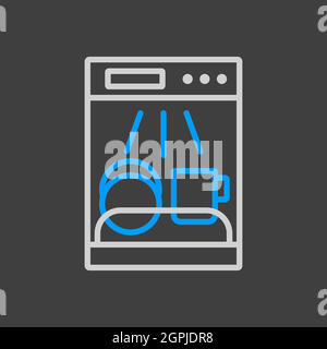 Dishwasher vector icon. Electric kitchen appliance Stock Vector