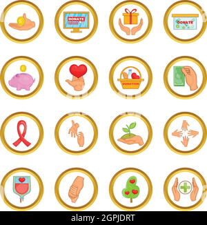 Charity organization vector set, cartoon style Stock Vector