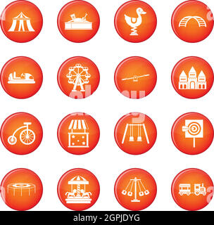 Amusement park icons vector set Stock Vector