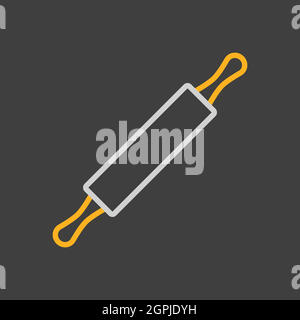 Wooden rolling pin plunger vector icon Stock Vector