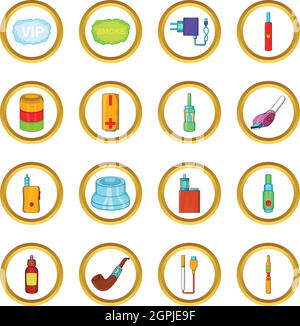 Electronic cigarettes vector set, cartoon style Stock Vector