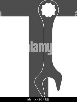 Letter T logo icon with wrench design vector Stock Vector