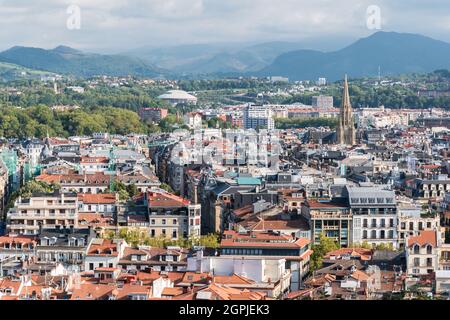 Panoramic view of the city center of San Sebastian, in the Basque Country Stock Photo
