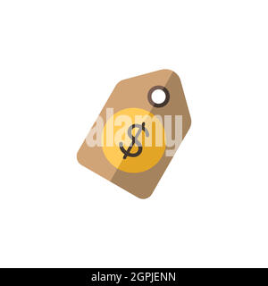Shopping tag. Dollar sale price label. Flat color icon. Commerce vector illustration Stock Vector