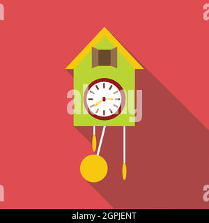 Cuckoo clock icon, flat style Stock Vector