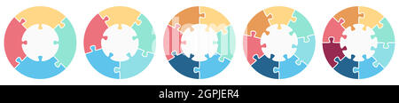 round puzzle collection with white base Stock Vector