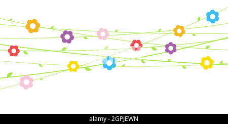 flowers on strings background for spring Stock Vector
