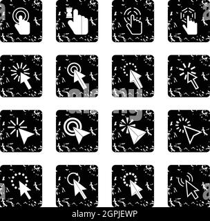 Mouse pointer set icons, grunge style Stock Vector