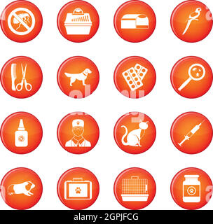 Veterinary icons vector set Stock Vector