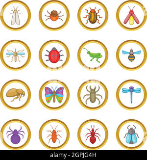 Insects vector set, cartoon style Stock Vector