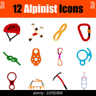 Alpinist Icon Set Stock Vector