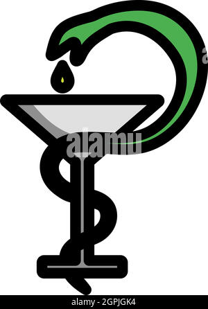 Medicine Sign With Snake And Glass Icon Stock Vector