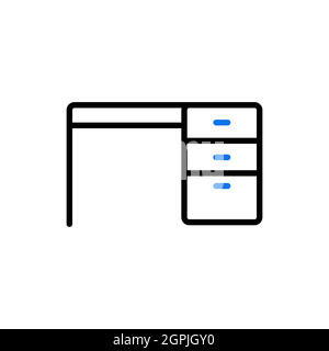 Desk outline icon. Workspace sign Stock Vector